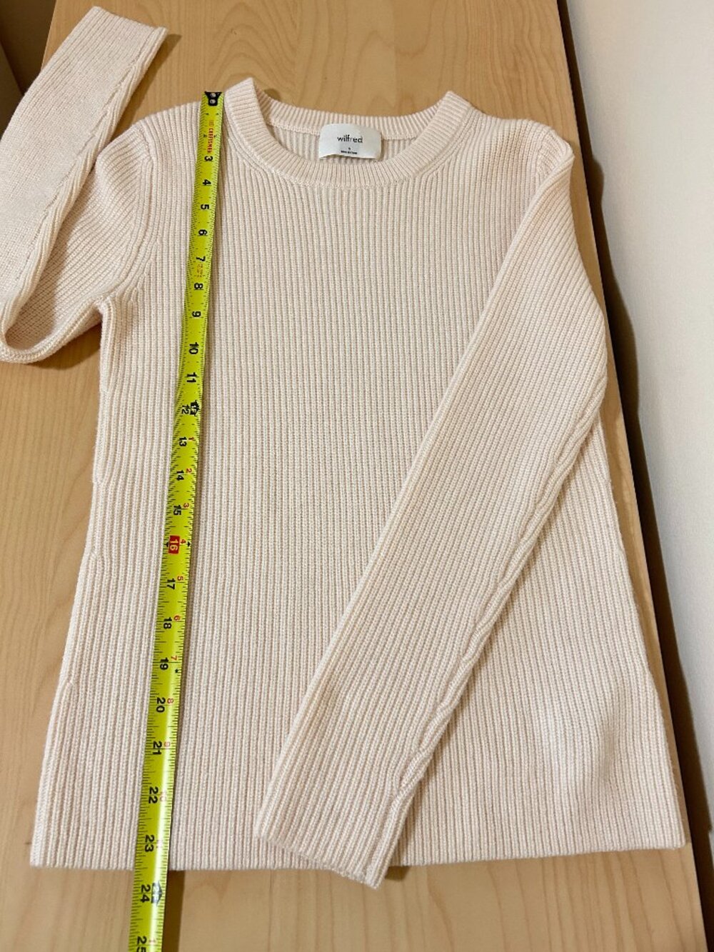 Aritzia Wilfred Etta Merino Wool Crewneck Sweater Cream Size S - Picture 5 of 10
